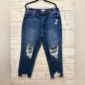 Vervet distressed jeans blue ripped size 32 dark wash womens plus size